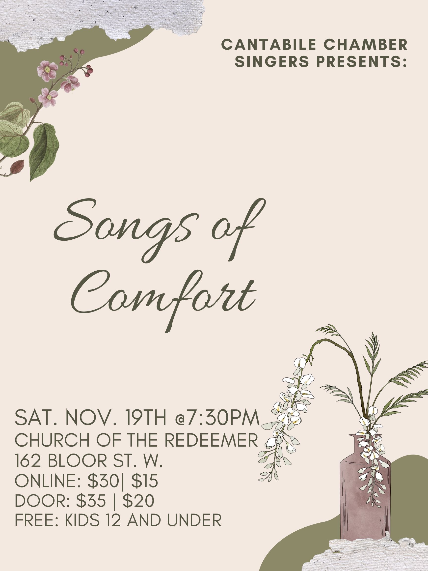 SONGS OF COMFORT – Cantabile Chamber Singers